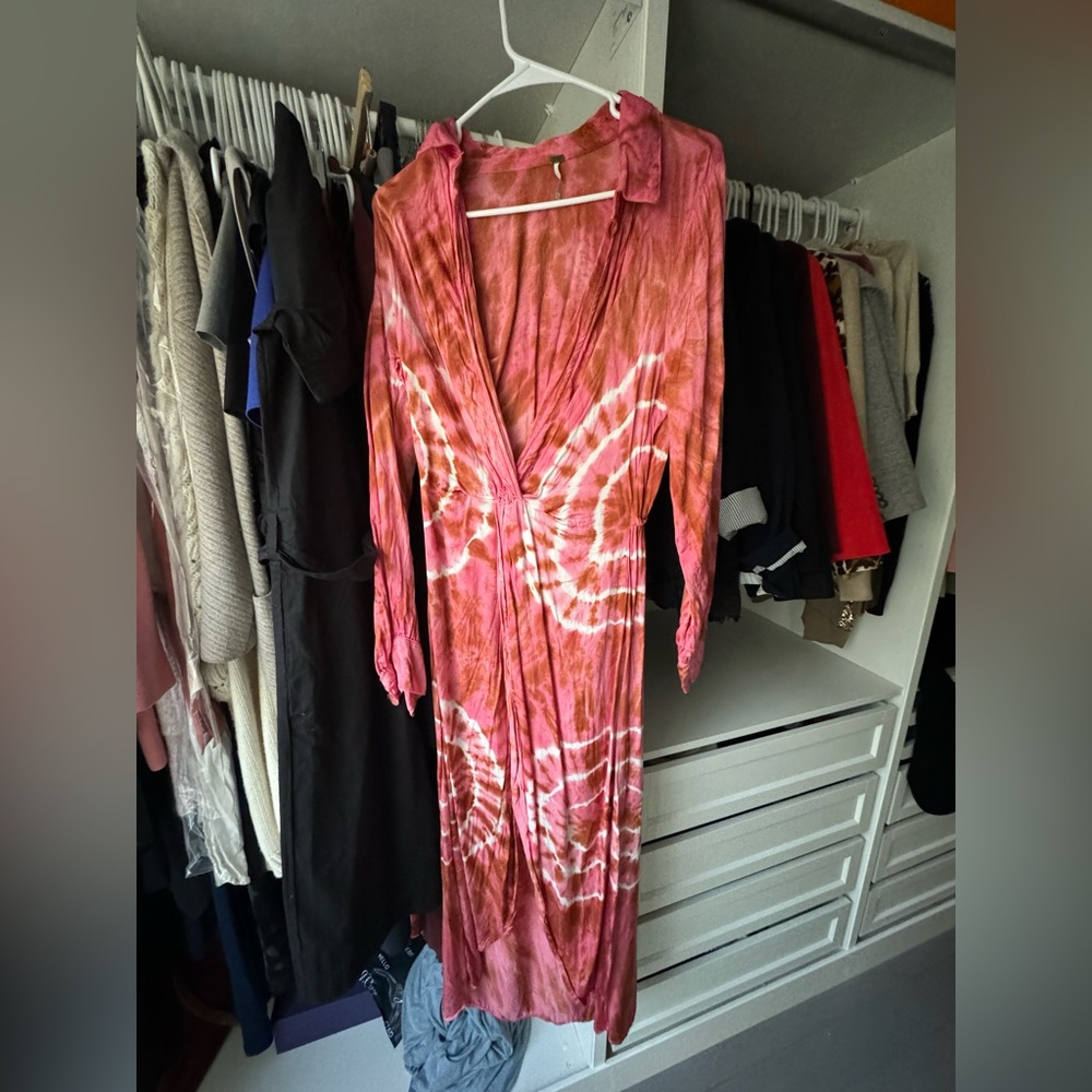 Young Fabulous and Broke Siren Shirtdress Tie Dye Plunge